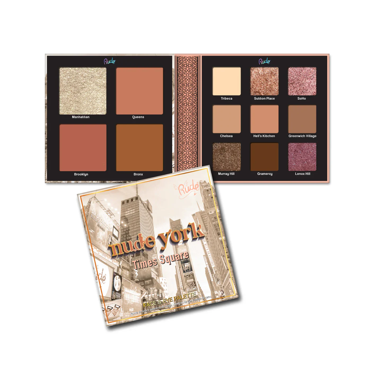 PALETA DE SOMBRAS NUDE YORK - RUDE COSMETICS