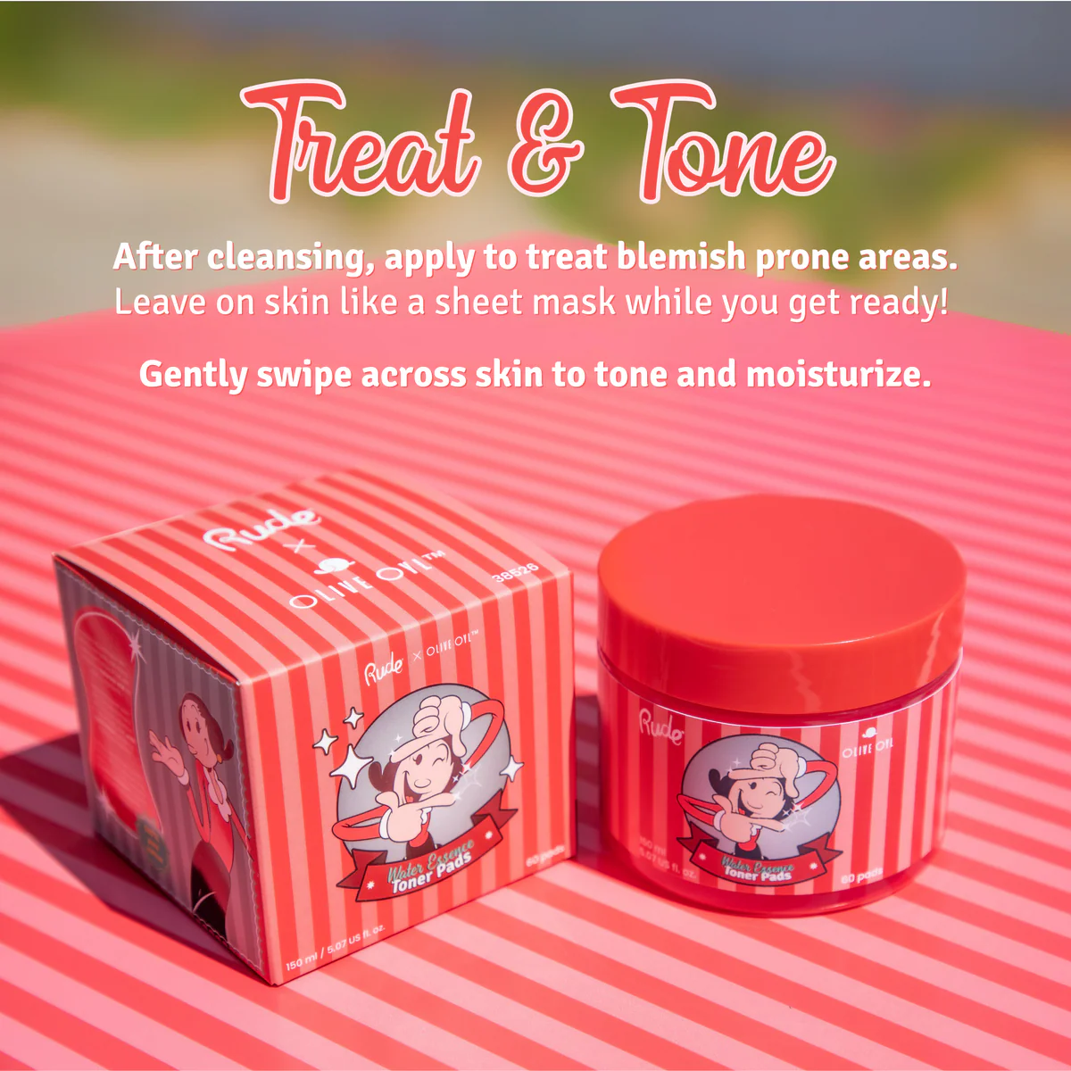 TONER PADS CON ÁCIDO HIALURÓNICO OLIVE OYL - RUDE COSMETICS