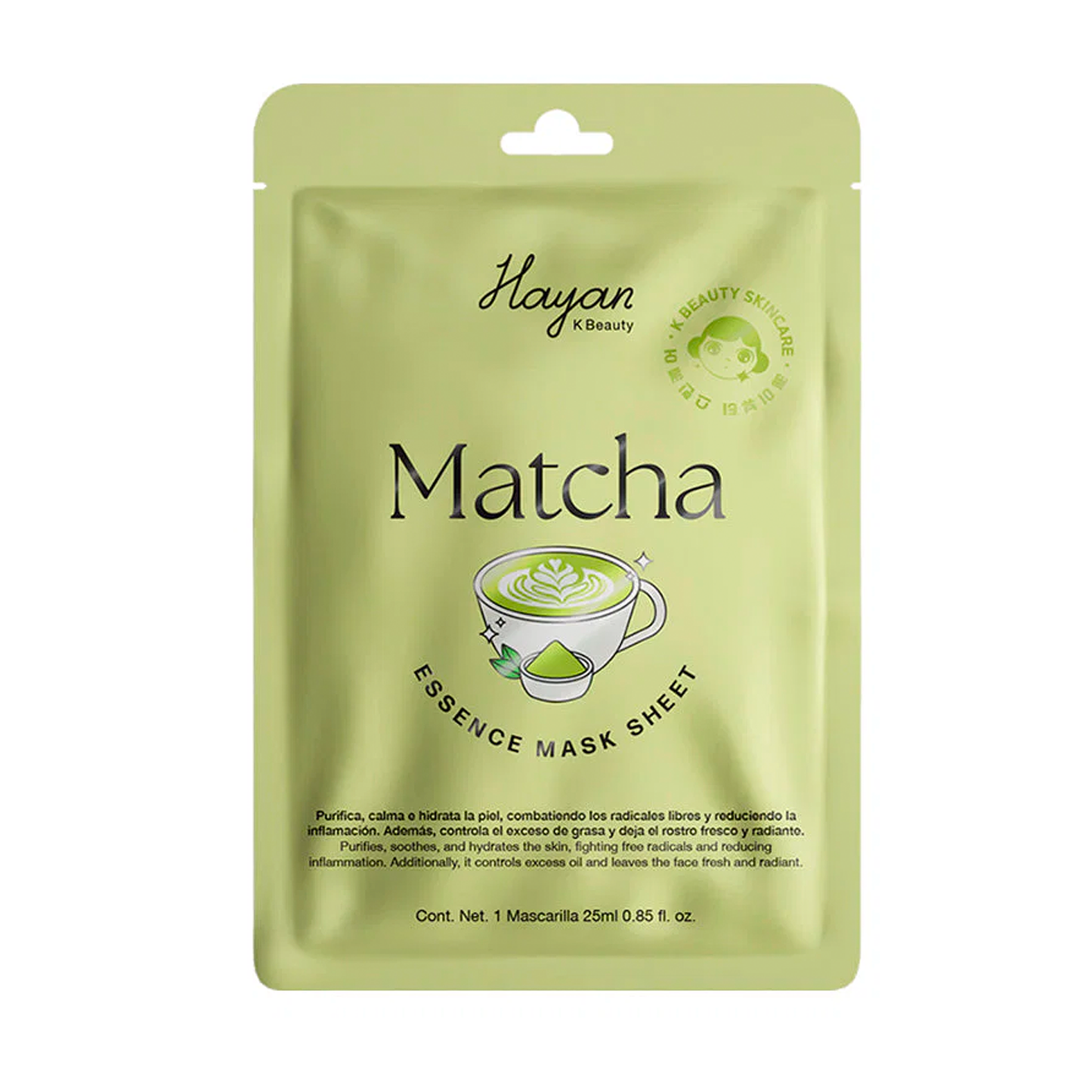 Mascarilla Facial en Tela Hayan | Blueberry, Matcha y Vitamina C